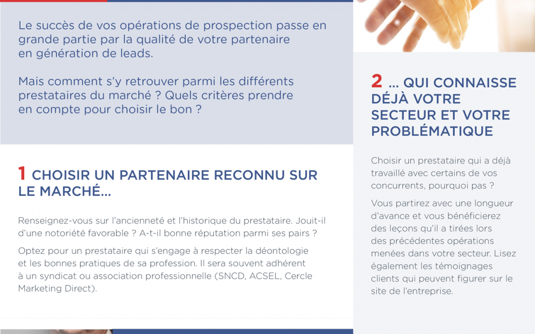 Fiche pratique BtoB n°1 – 8 conseils pour bien choisir son partenaire en génération de leads BtoB